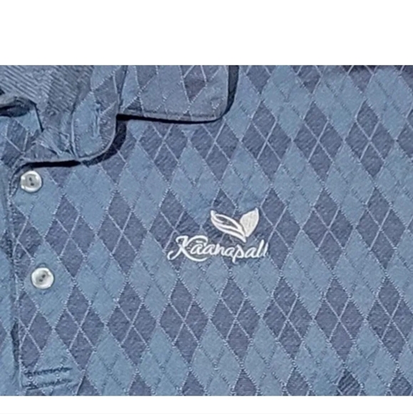 Peter Millar Golf Polo Shirt Men's L Blue Argyle-Embroidered Kaanapali Hawaii - Picture 5 of 13
